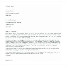 Letter Of Resignation Nursing 9 Letter Of Resignation Sample