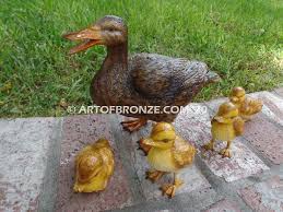 Duck Family Bronze Statue Family