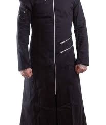 Black Trench Coat Goth Punk Long Jacket