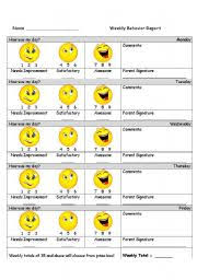 Behavior Chart Esl Worksheet By Tessarl