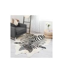 zebra print cowhide rug black on