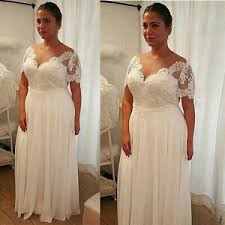 If you are planning a summer outdoor wedding and minimalistic defines your style, then this dress is a perfect fit for you. Plus Size Short Sleeves Wedding Dresses V Neck Chiffon Lace Simple Bridal Gown Ebay