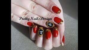red glitter cameo nail art you