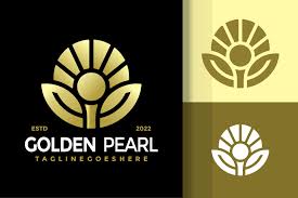 golden pearl jewelry logo design vector