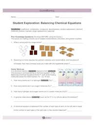 student exploration balancing chemical