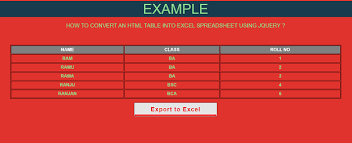 html table into excel spreadsheet