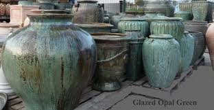 large green glazed garden pots