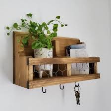 Wall Mail Organizer Wood Key Holder