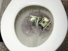 Image result for money flushed away gif