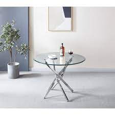 Modern Cross Base Chrome Dining Table Arrow Furniture gambar png
