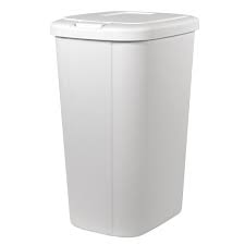 white plastic kitchen trash can