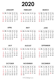 2020 Calendar Printable A4 Paper Size Calendar With Us