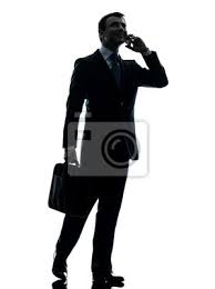 Geschäftsmann, der am telefon silhouette fototapete • fototapeten  Telefongespräch, voller Länge, Handy | myloview.de