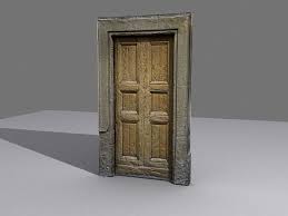 3d model door 8 wooden with stone frame