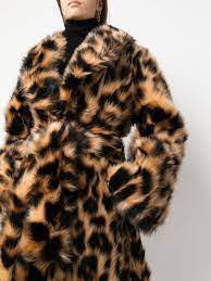 Rotate Belted Leopard Print Faux Fur