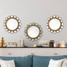 Wood Wall Mirror With Bronze And