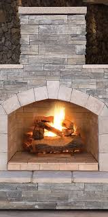 Stone Veneer Outdoor Fireplace Rustic