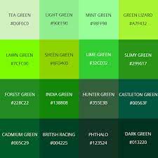99 Shades Of Green Color With Names
