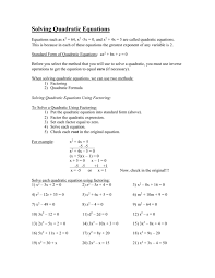 Solving Quadratic Equations