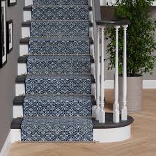 navy geometric stair carpet runner