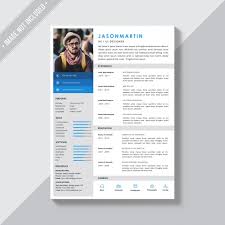 White Cv Template With Blue And Grey Details Psd File Free Download
