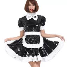 glossy pvc french maid latex dress
