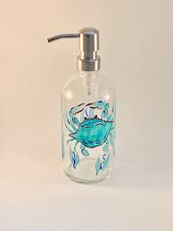 Hand Painted Soap Dispenser With Blue