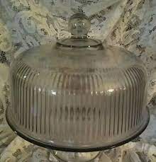 vintage heavy clear ribbed glass dome