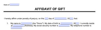 free gift affidavit template