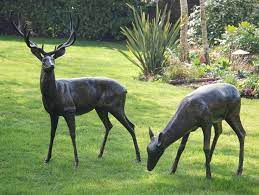 Extra Large Stag Doe Bronze Statue