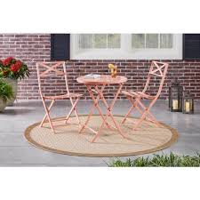 Stylewell Mix And Match 3 Piece Folding Steel Slat Outdoor Bistro Set In Peony