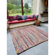 mishran square rug with recycled fabric