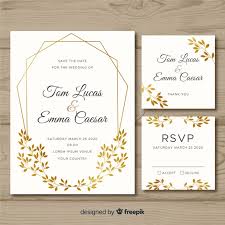 Flat Wedding Stationery Template On White Background Vector