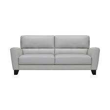 square arm dove gray leather sofa