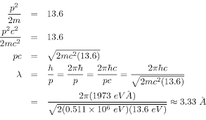 Formula to calculate the de broglie wavelength of electrons with various acceleration voltages using a calculator. Sample Test Problems