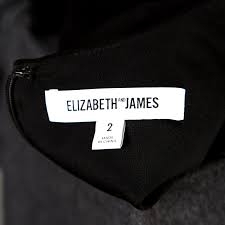 Elizabeth James Black Tiered Ostrich Feather Trim Serena Dress S