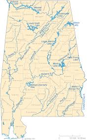 Map Of Alabama Lakes Streams And Rivers