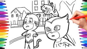 We have collected 37+ pj masks coloring page pdf images of various designs for you to color. Pj Masks Coloring Pages For Kids Catboy Owlette Gekko Patroling The Streets How To Colour Pj Youtube