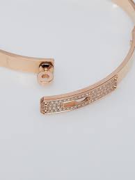 Hermes 18k Rose Gold And Diamond Kelly Pm Bangle Size Sh