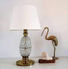 Mid Century Table Lamp With Brass And