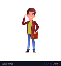 boy student with bag in college cartoon