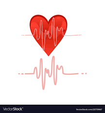 Heartbeat Icon With Pulse Chart On White