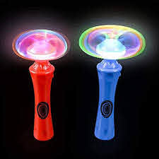 Amazon Com Kicko 8 Inch Light Up Wands 2 Pack Led Orbit Spinner Toy Red Blue For Carnival Prizes Rave Birthday Glow Sticks Light Toys Bash Party Favors And Supplies Toys Games