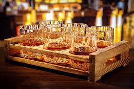 Made from reclaimed california wine barrels. Buy Whiskey Glass Server Universal Wooden Tray Six Glass Holder Rustic Wood Bar Serving Tray Whiskey Glass Tray For Home Bars 13 5x8x3 Bar Tray Whiskey Glass Carrier