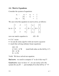 4 6 Matrix Equations