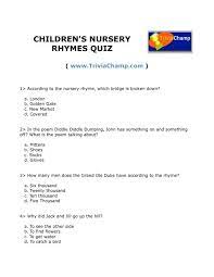 As much as our body needs exercise, our brain also requires some working out from time to time. Children S Nursery Rhymes Quiz Trivia Champ