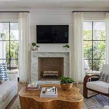 Fireplace Between Windows Design Ideas