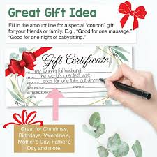 25 blank gift certificates for business
