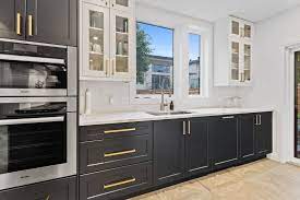 Kitchen With A Glass Front Cabinet