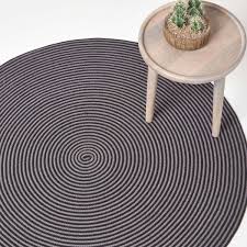 black handmade woven spiral braided rug